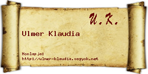 Ulmer Klaudia névjegykártya